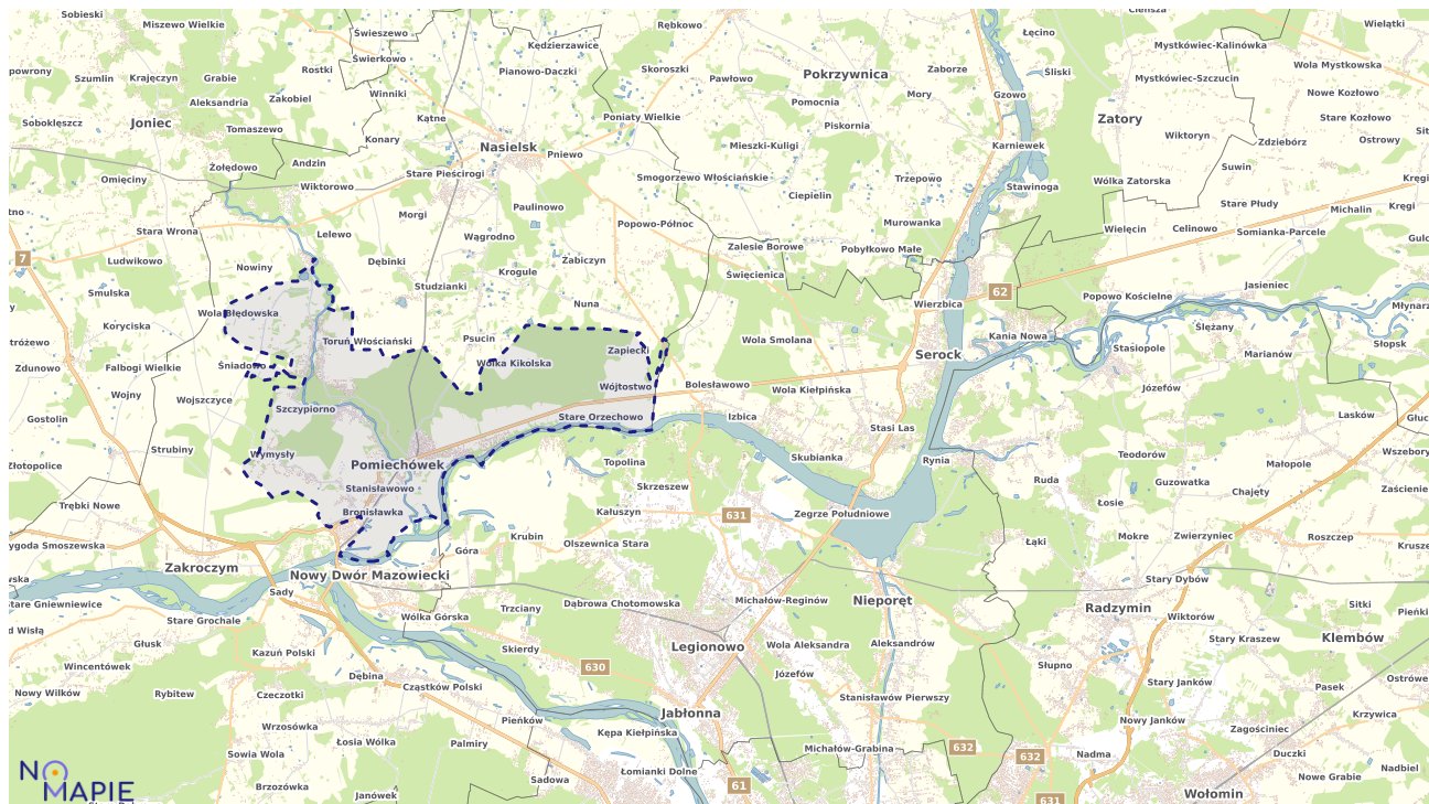 Mapa obszarów ochrony przyrody Pomiechówka