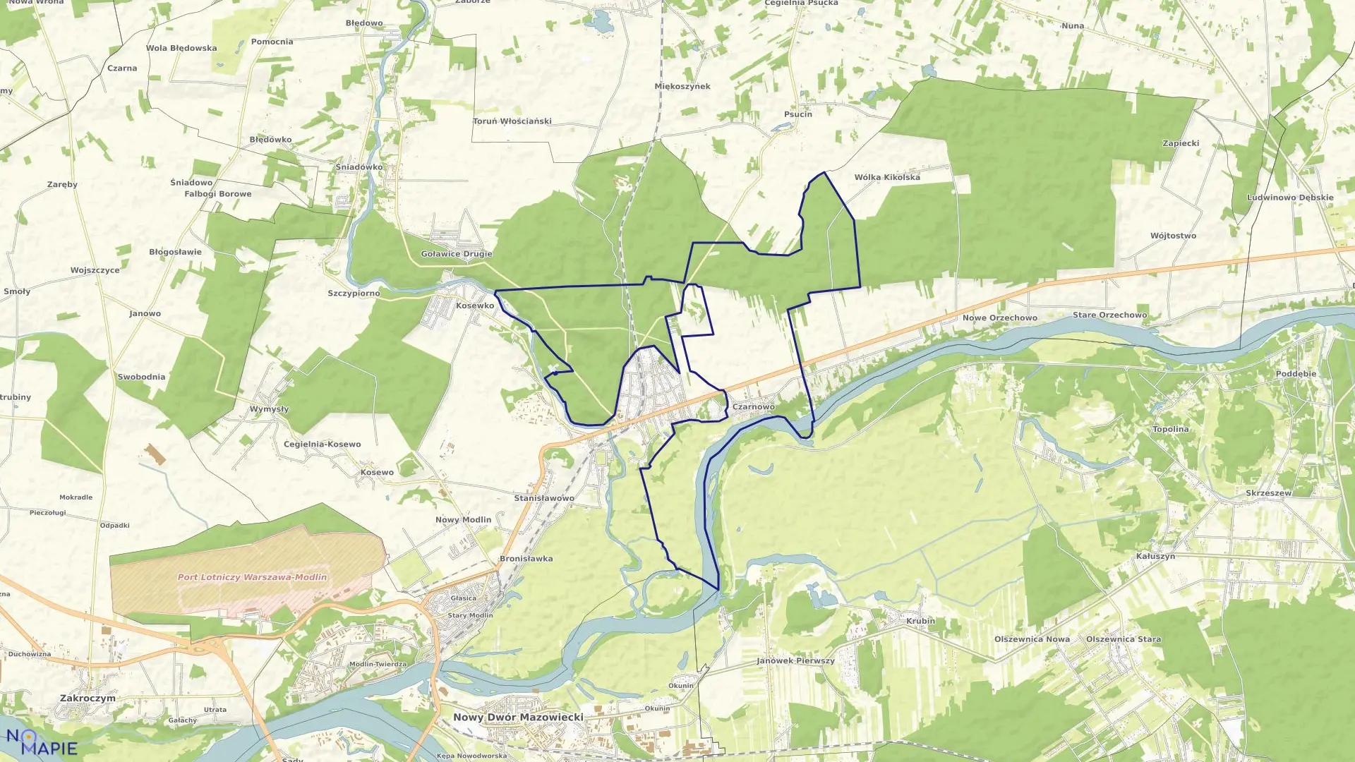 Mapa obrębu CZARNOWO w gminie Pomiechówek