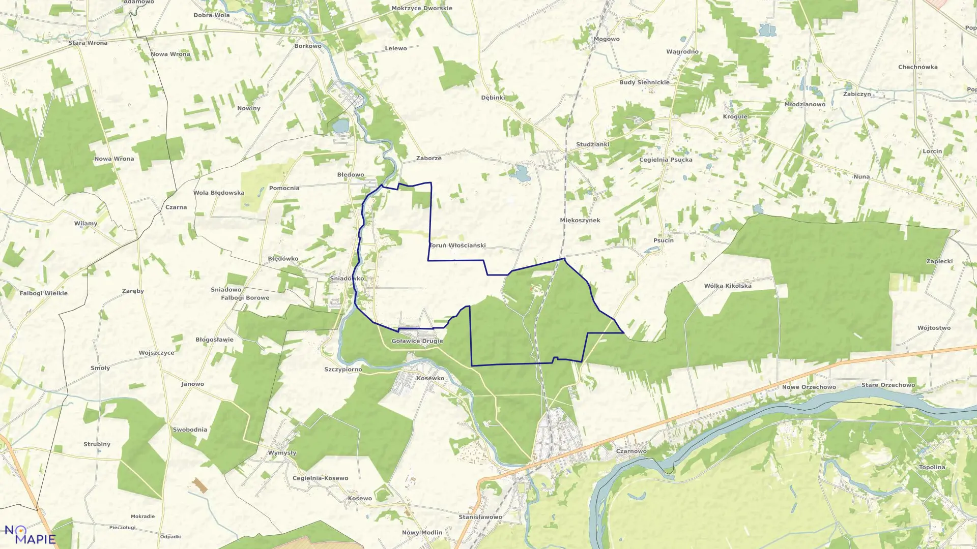 Mapa obrębu GOŁAWICE PIERWSZE w gminie Pomiechówek