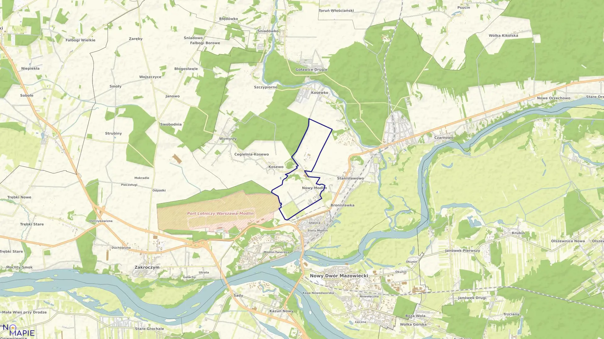 Mapa obrębu NOWY MODLIN w gminie Pomiechówek