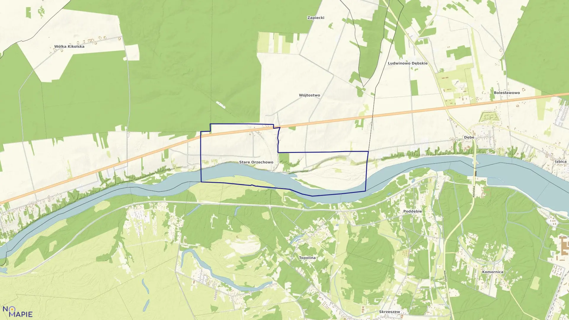 Mapa obrębu STARE ORZECHOWO w gminie Pomiechówek