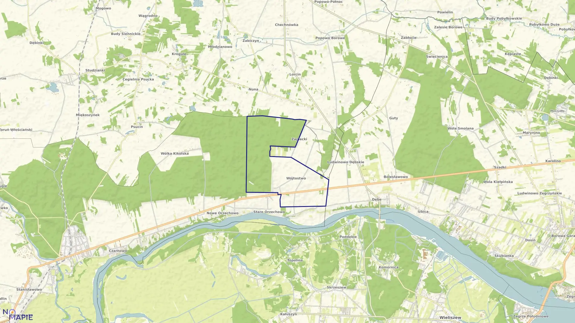 Mapa obrębu WÓJTOSTWO w gminie Pomiechówek